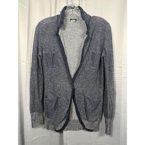 J Crew Sweater Mens Small Blue Linen Cotton Blend Single Button Cardigan Casual